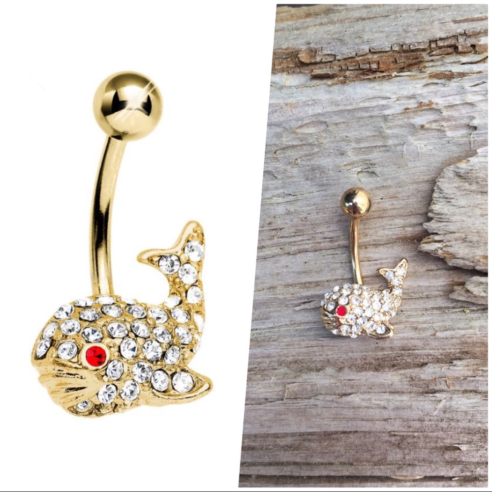 Gold Whale Belly Button‎ Navel Ring